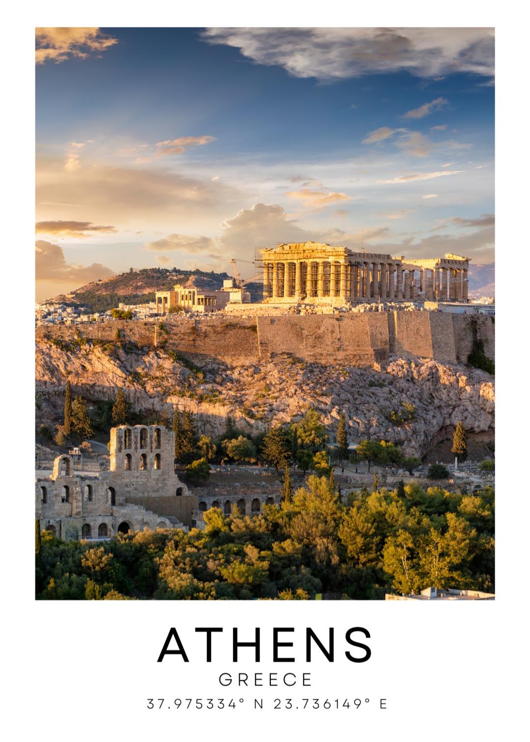Athens colour city print