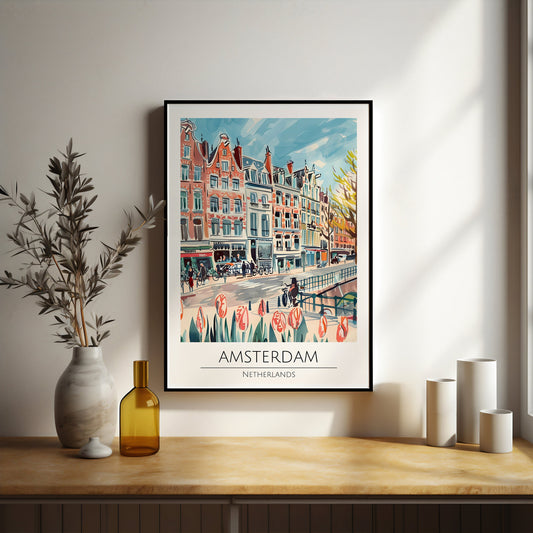 Amsterdam watercolour style city print