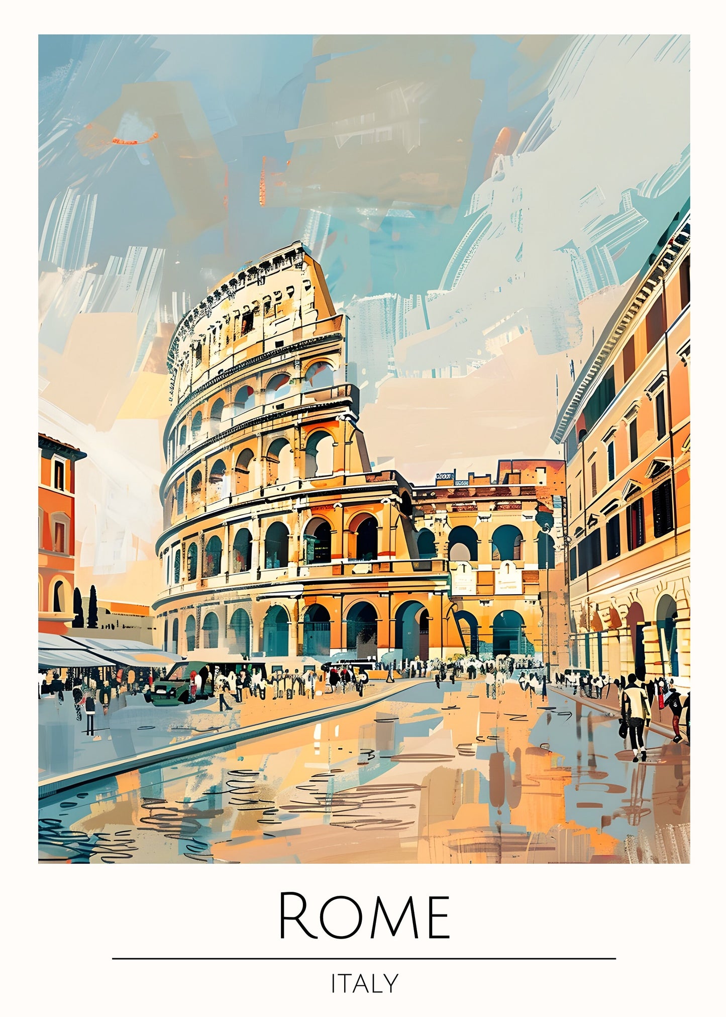 Rome watercolour style city print