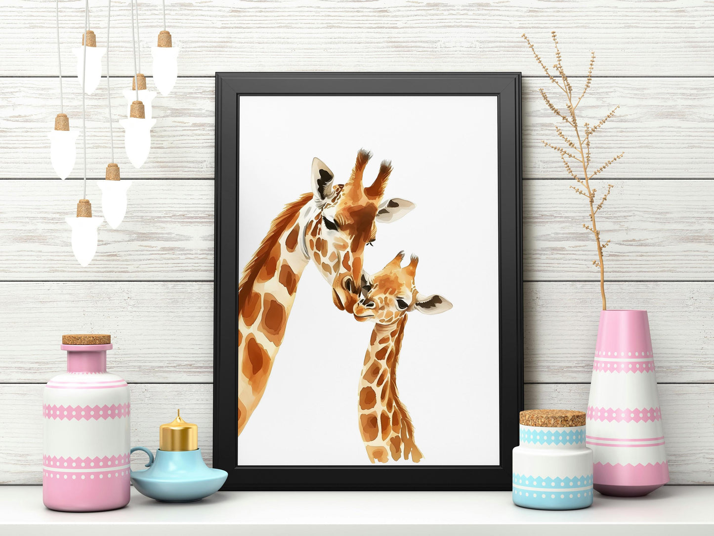 Giraffe poster. Children's bedroom print.