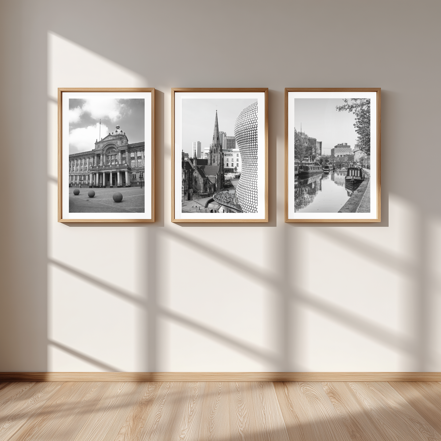 Set of 3 Birmingham black and white city prints