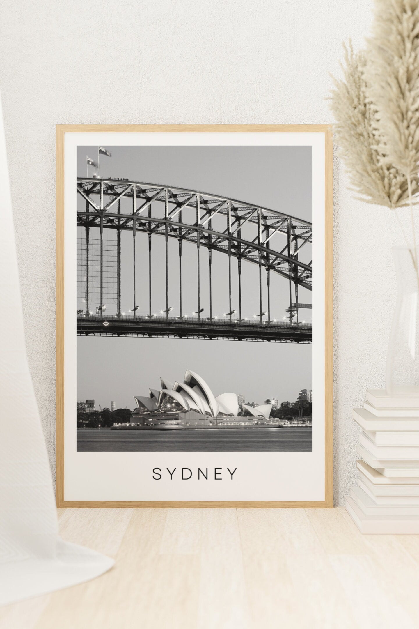Sydney print, Opera House print, City print, Black and white travel photograph, Travel poster, Wall art, Home decor, Harbour Bridge print