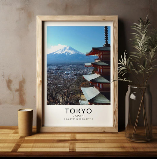 Tokyo print, Mount Fuji poster, City print, Japan print, Travel poster, Destination print, Wall art, Home decor, Gift