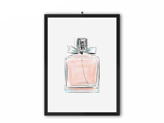 Watercolour print, Pink perfume bottle print, Home decor, Home art, Wall decor, Gift for her, Dressing table room posters