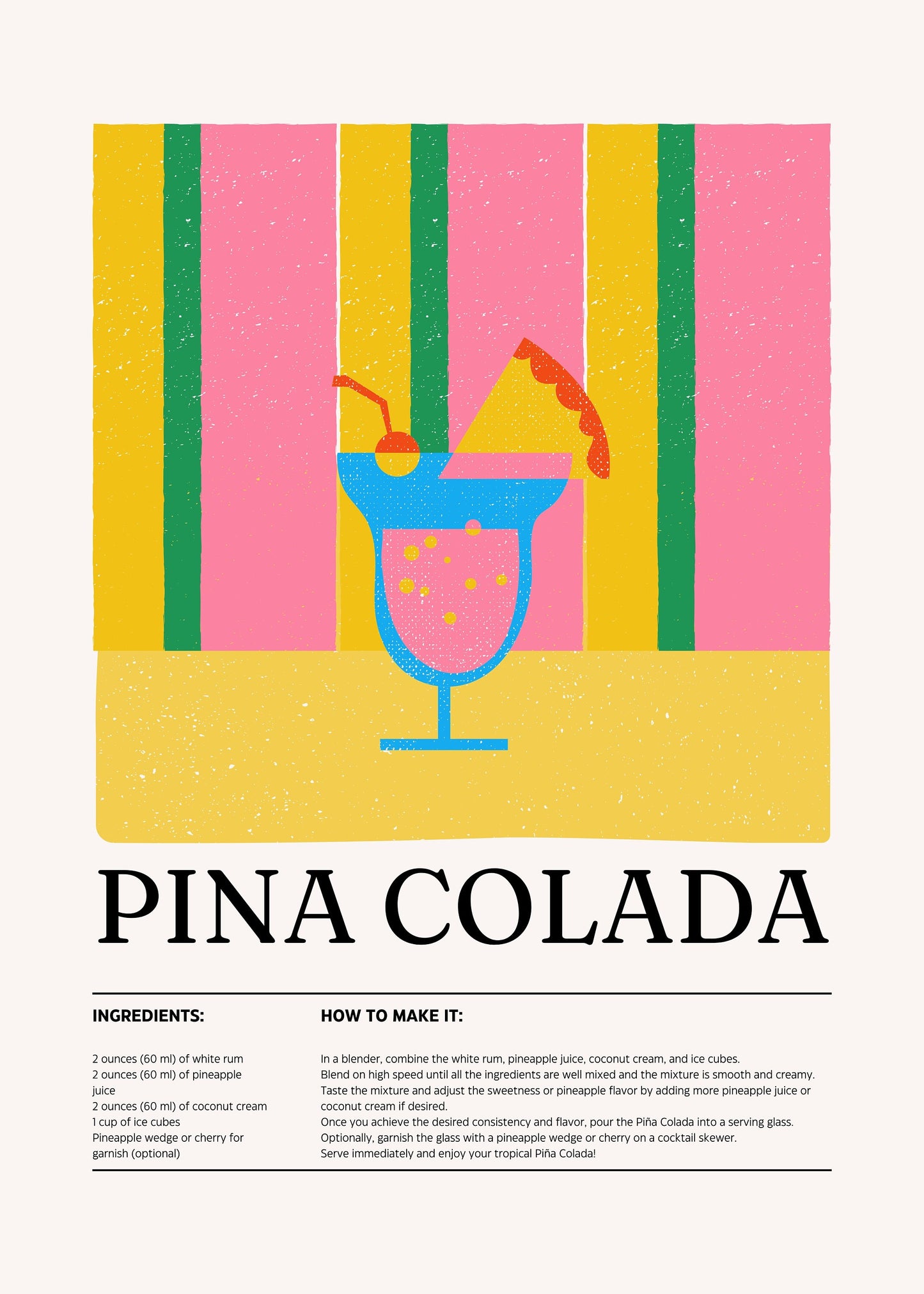 Pina Colada cocktail print
