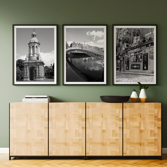 Set of 3 Dublin black and white city prints