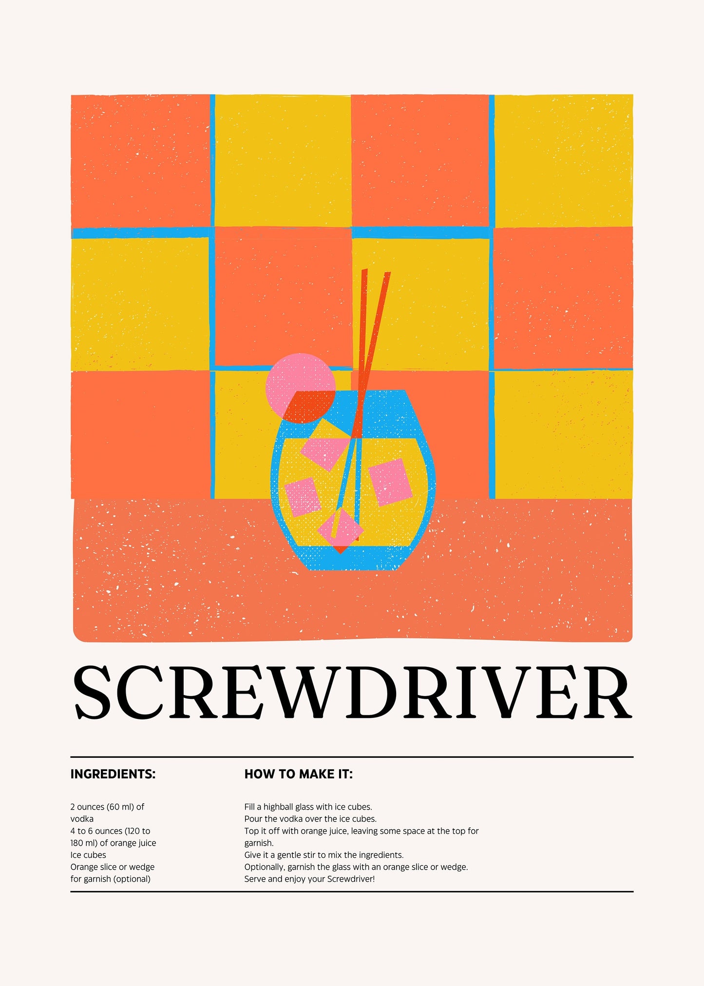 Screwdriver cocktail print