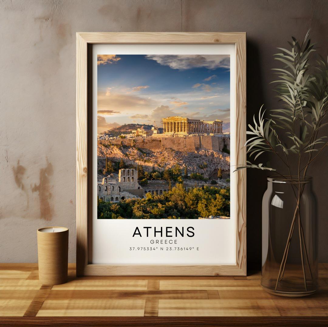 Athens colour city print