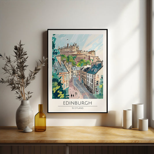 Edinburgh watercolour style city print