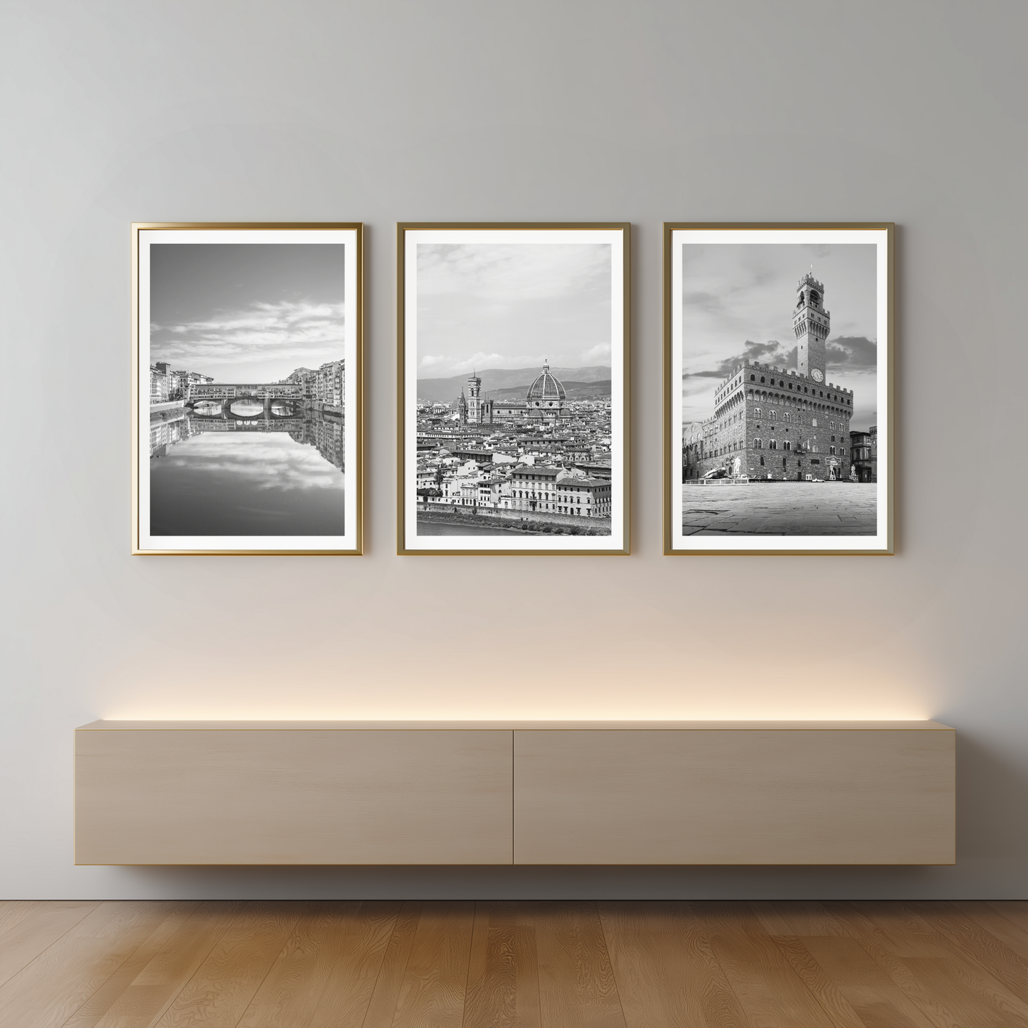 Set of 3 Florence black and white posters