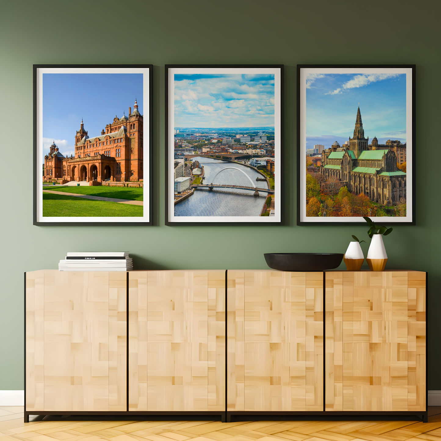 Set of 3 Glasgow city prints