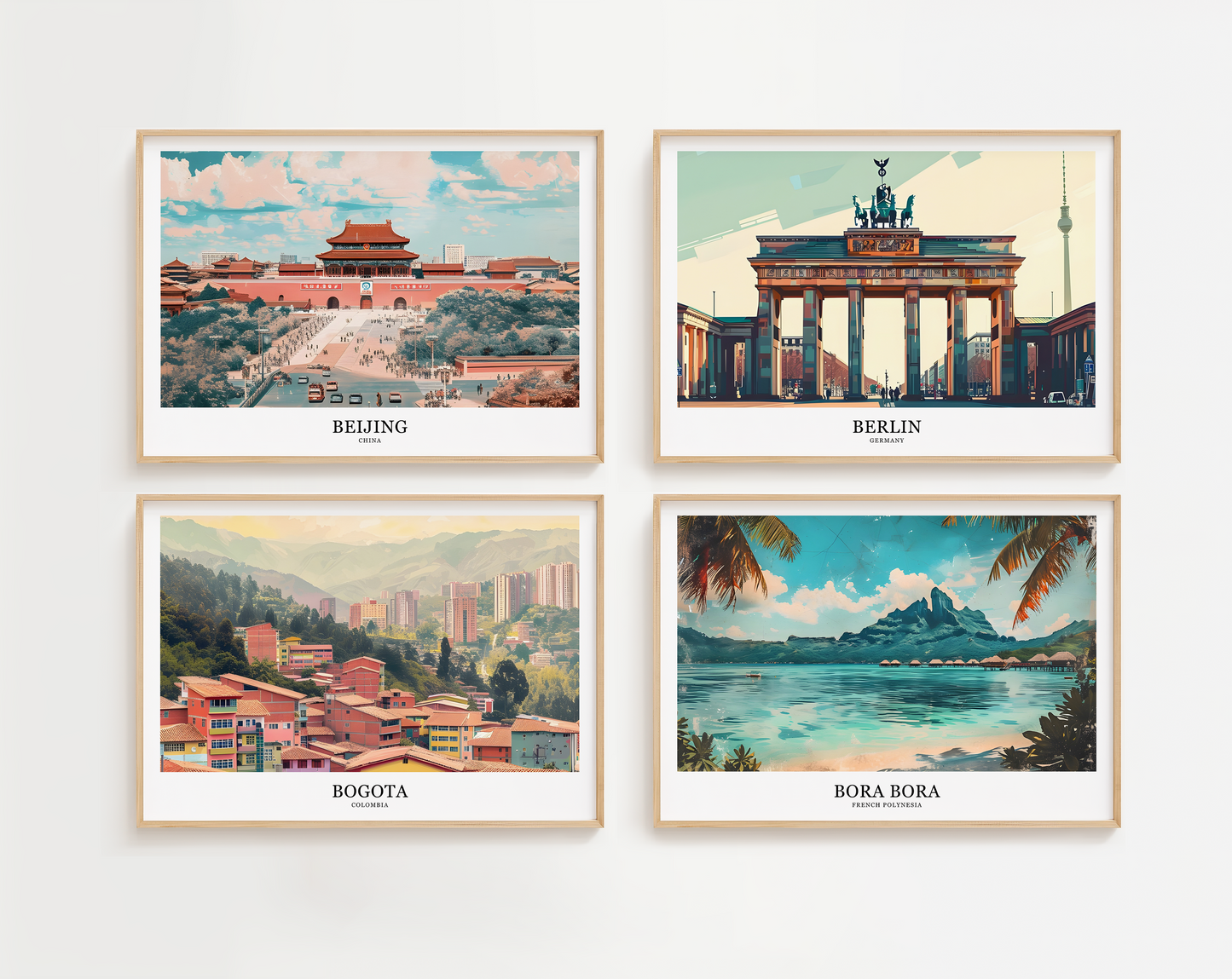 Retro style city prints in landscape. Choose from 56 locations listed.