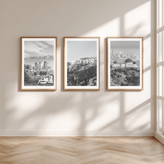 Set of 3 Los Angeles black and white posters