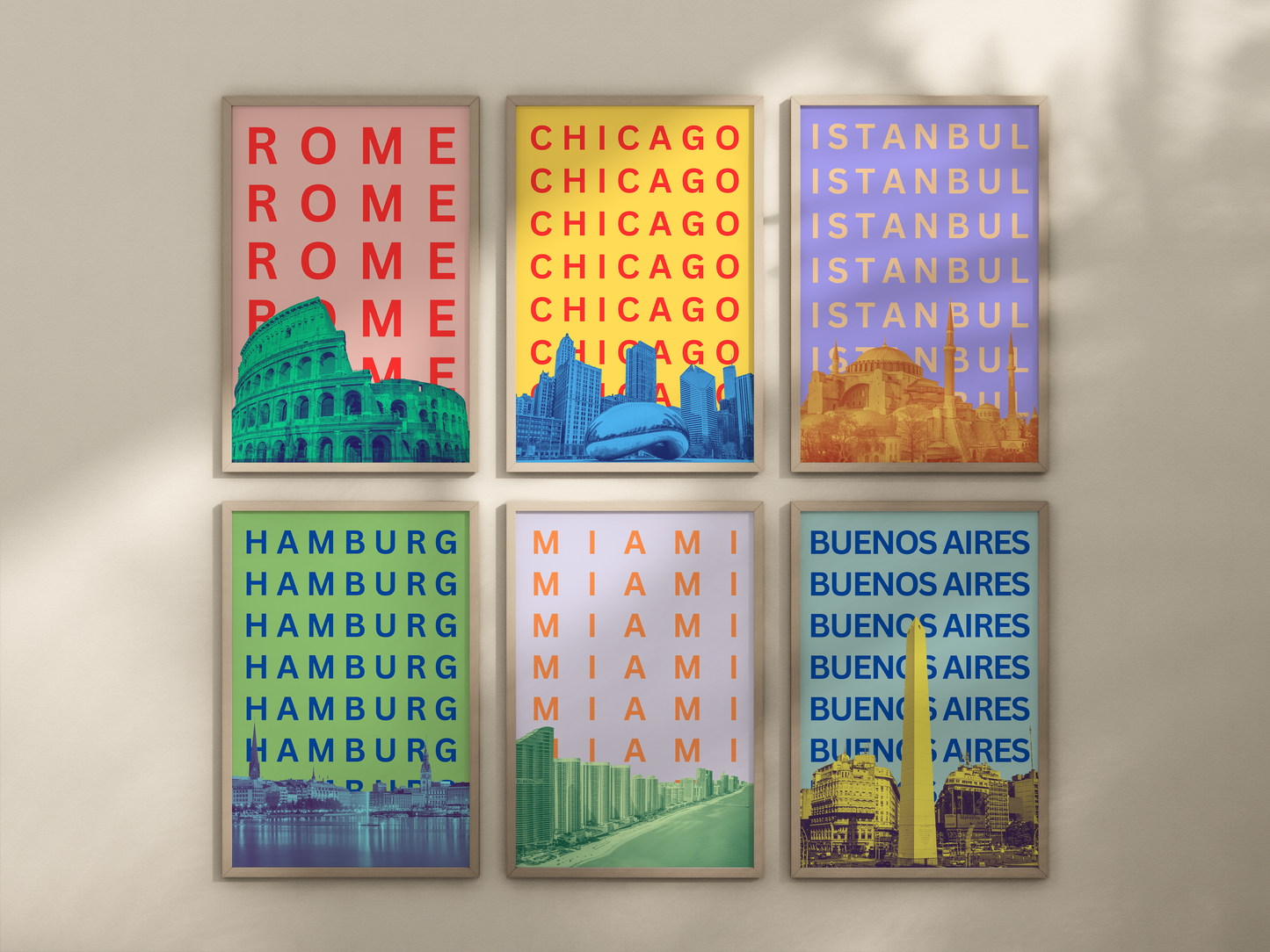 Pop Art style city skyline  posters - ANY location, any colour!