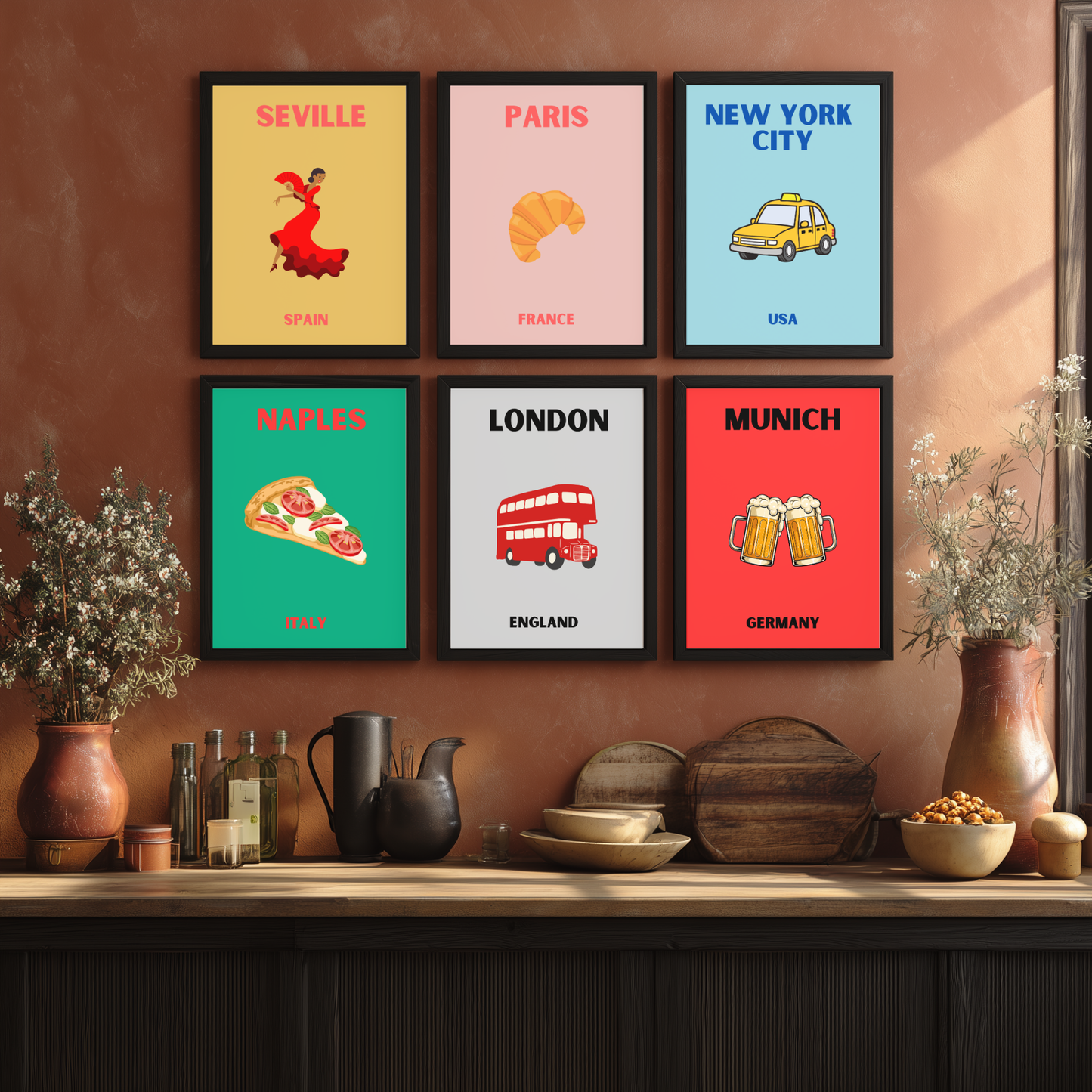 Pop Art style travel posters - ANY location, any colour!