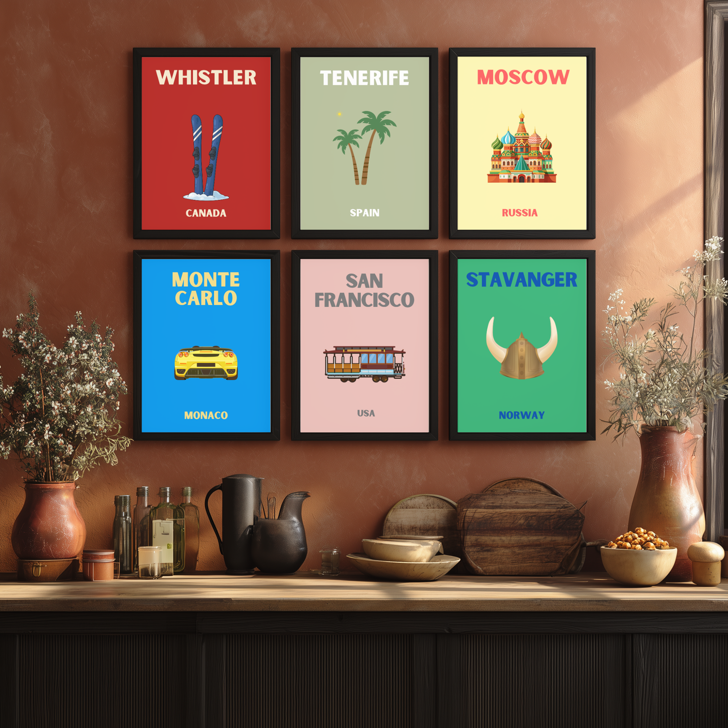 Pop Art style travel posters - ANY location, any colour!