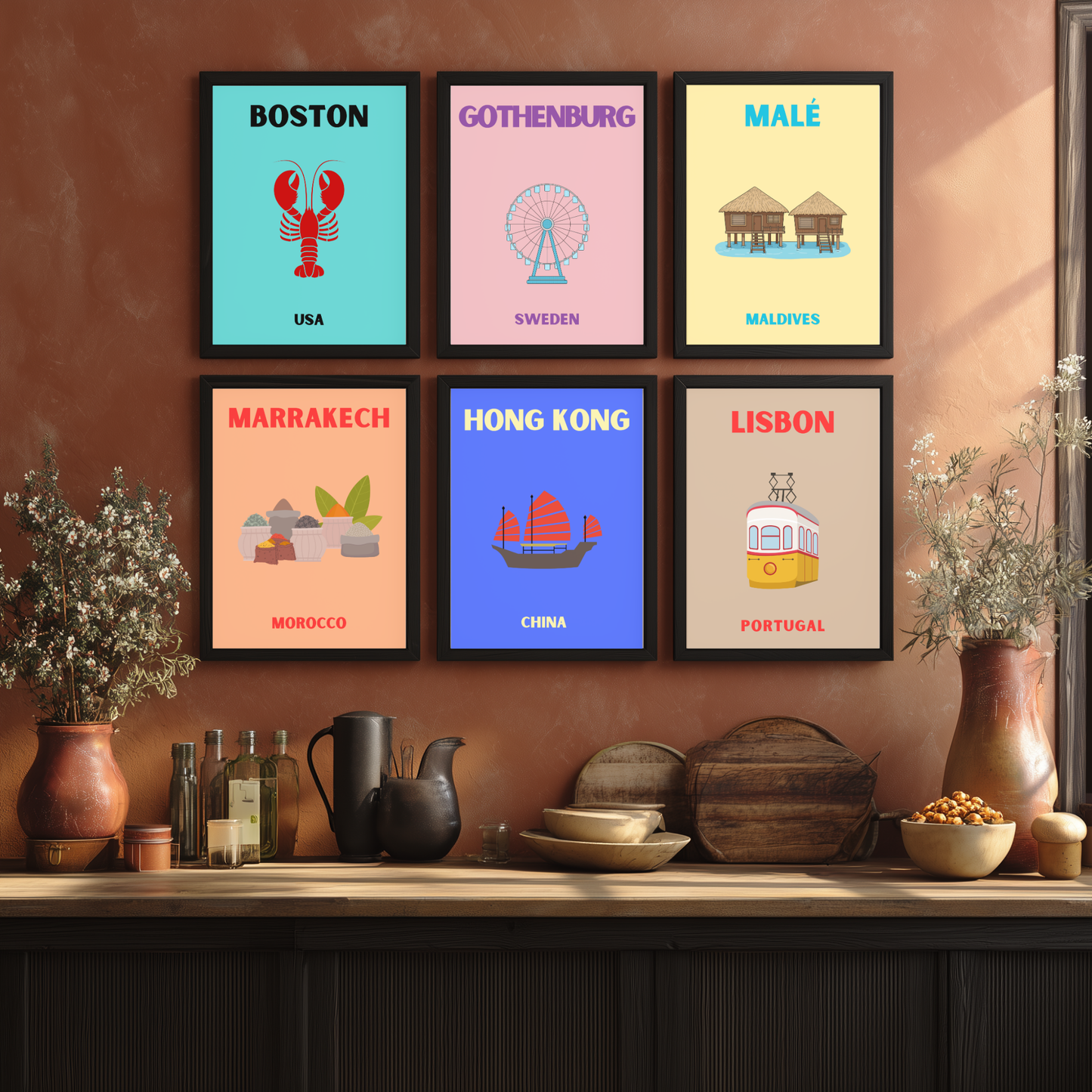 Pop Art style travel posters - ANY location, any colour!