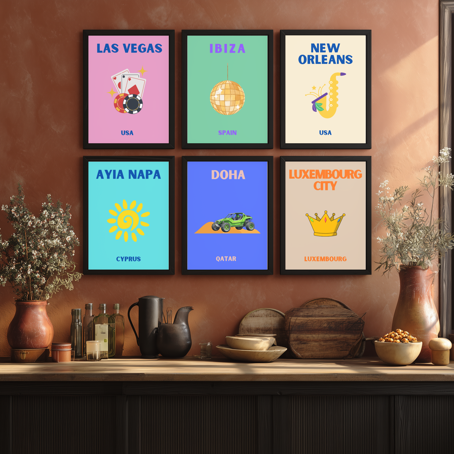 Pop Art style travel posters - ANY location, any colour!
