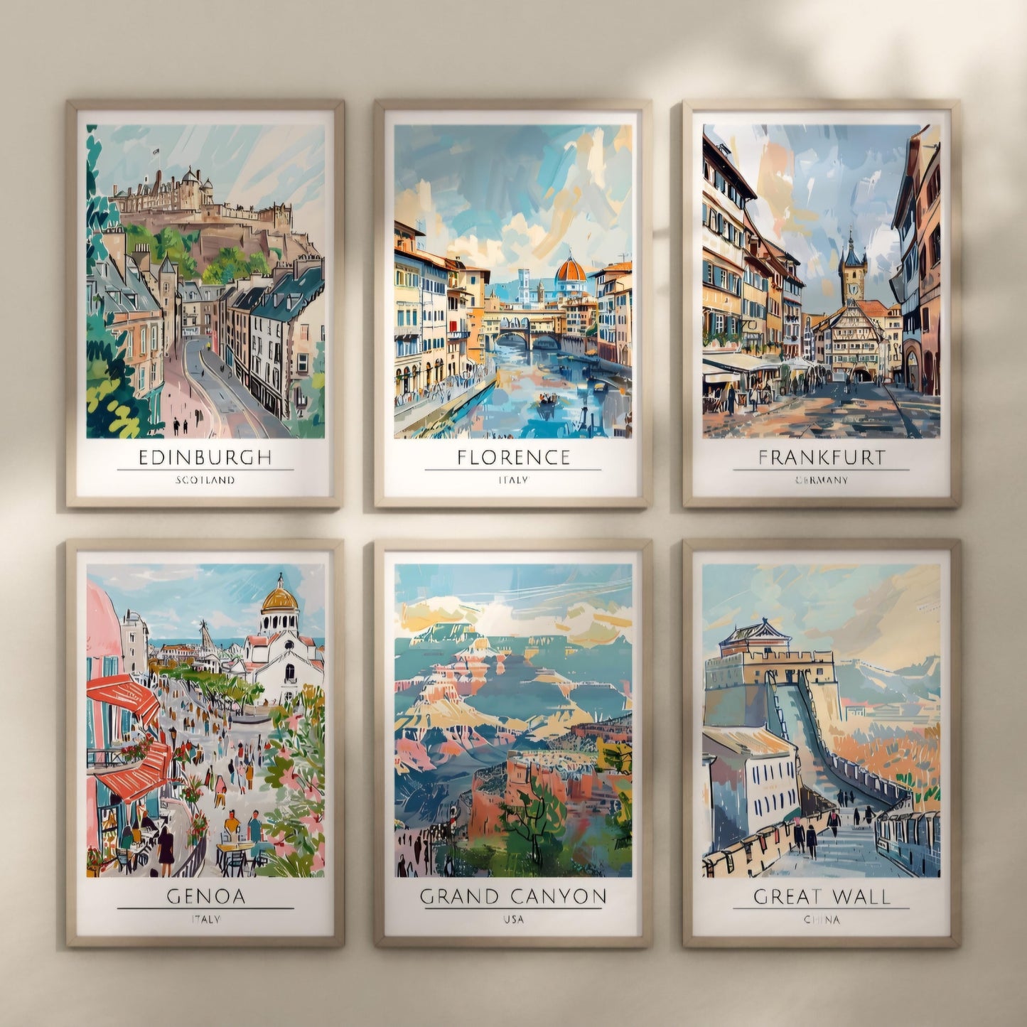 Watercolour style city prints. Choose from 116 locations listed.