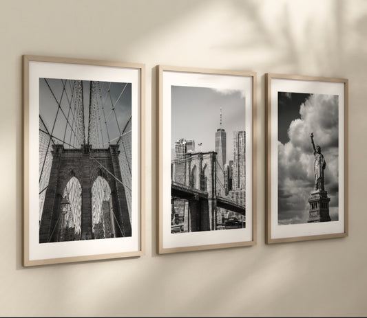 Set of 3 New York City black and white posters
