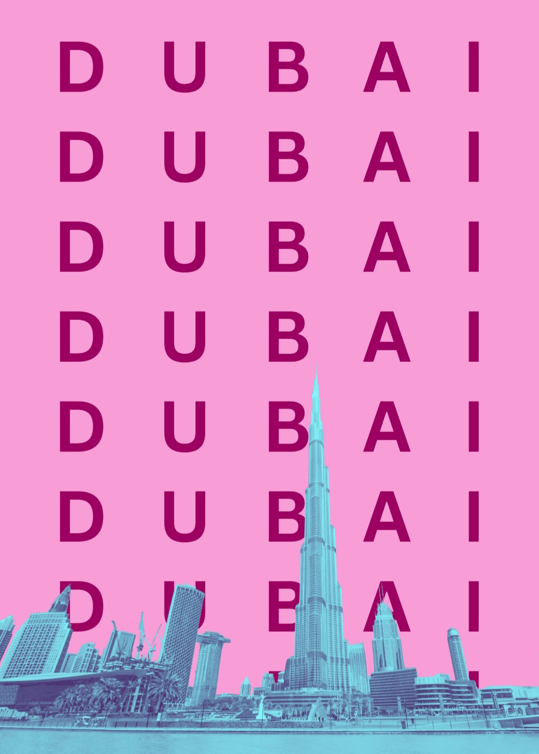 Pop Art style city skyline  posters - ANY location, any colour!
