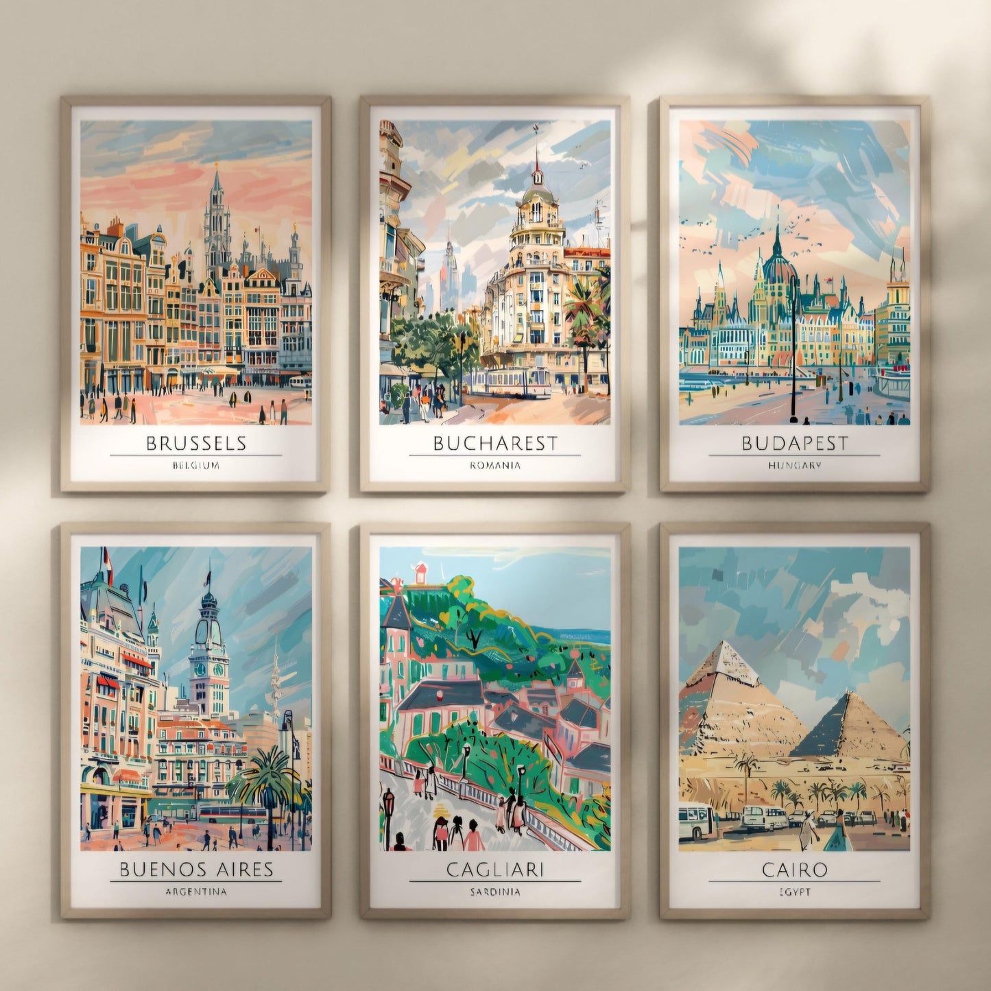 Watercolour style city prints. Choose from 116 locations listed.