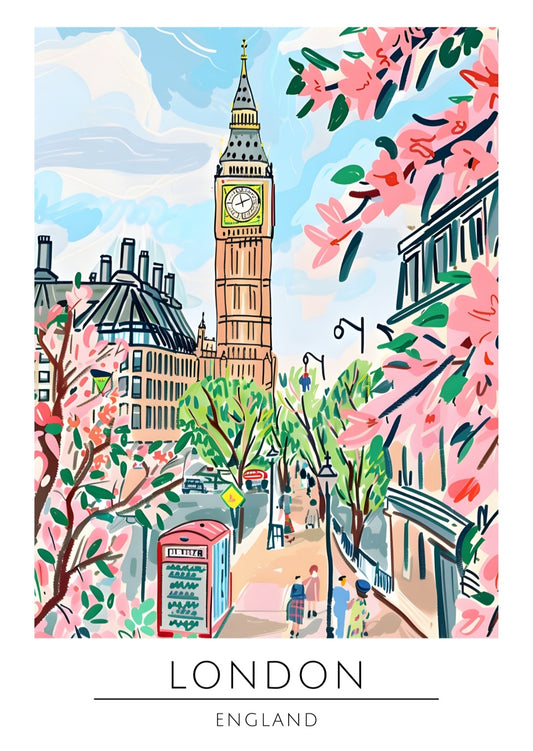 London watercolour style city print
