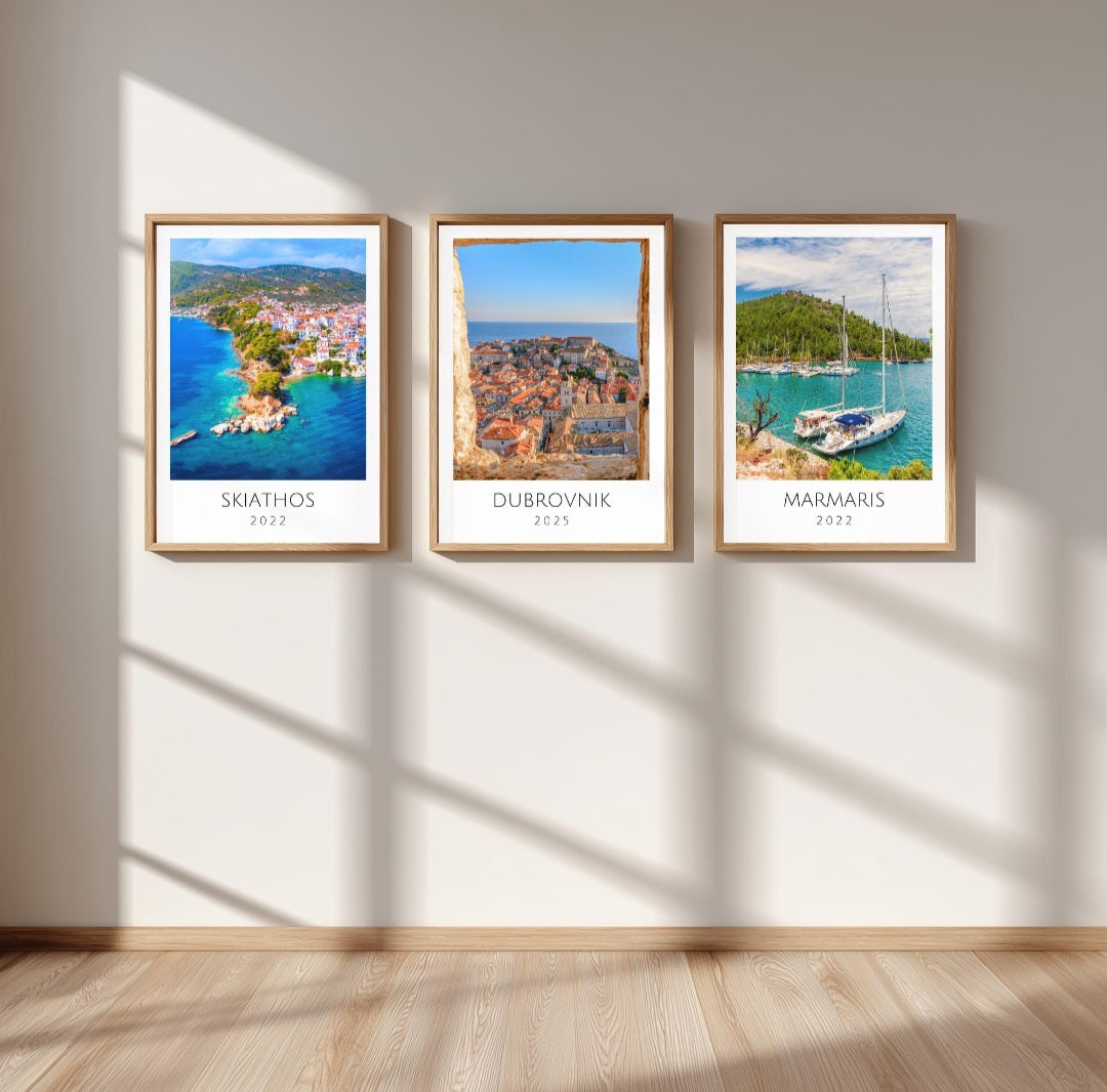 Personalised holiday memories travel posters - Any location! Option to use your own photos.