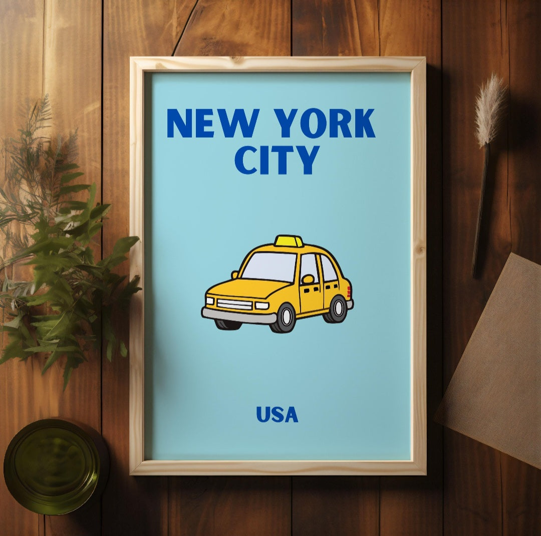 New York City Pop Art style yellow cab print