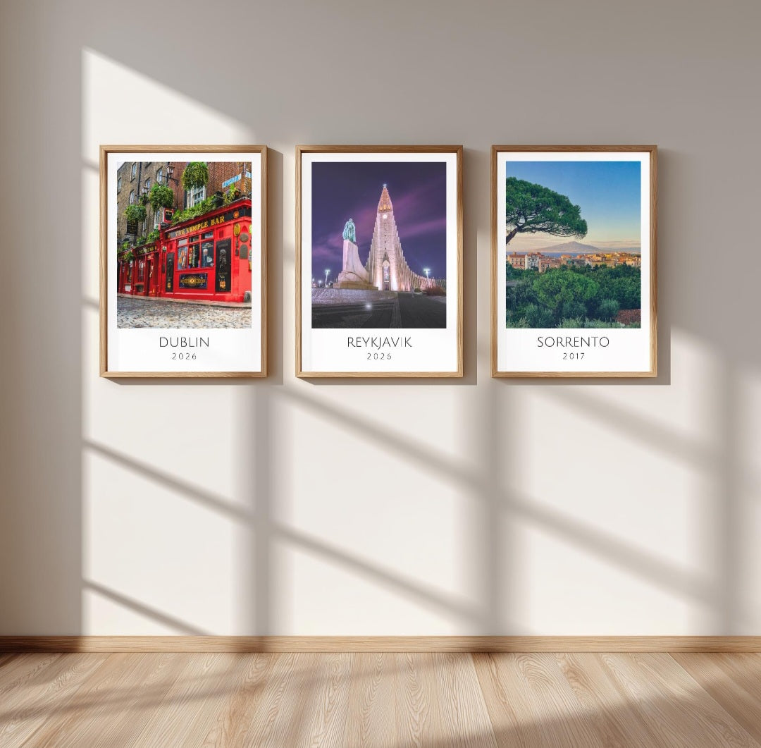 Personalised holiday memories travel posters - Any location! Option to use your own photos.