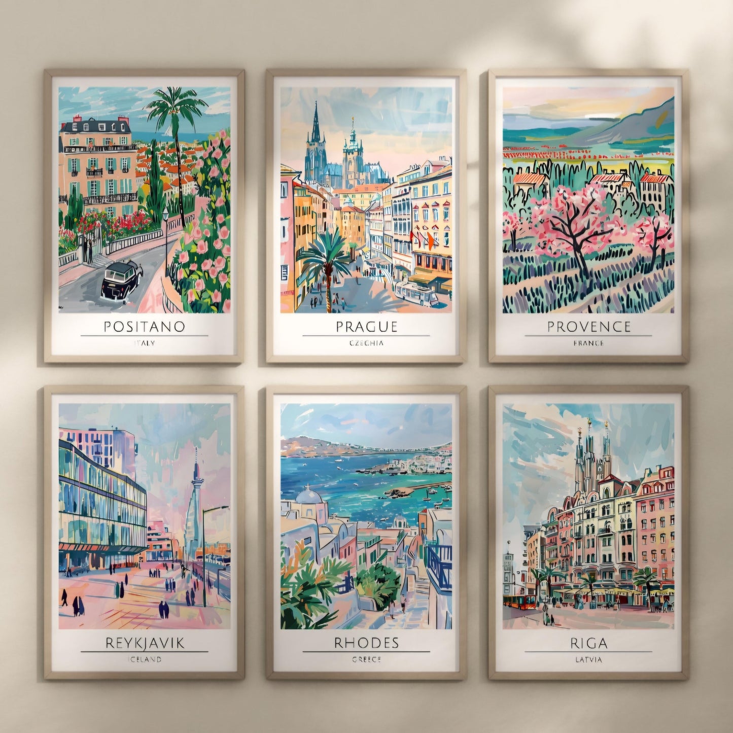 Watercolour style city prints. Choose from 116 locations listed.