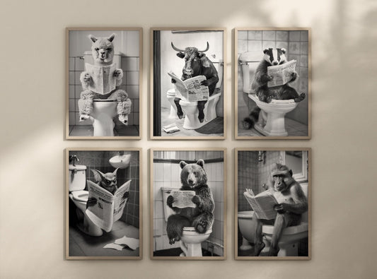 Animals on the toilet posters. Choose from the 60 animals listed.