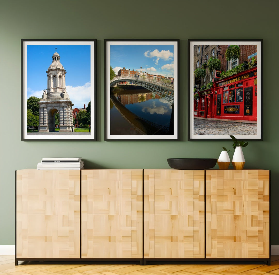 Set of 3 Dublin colour city prints