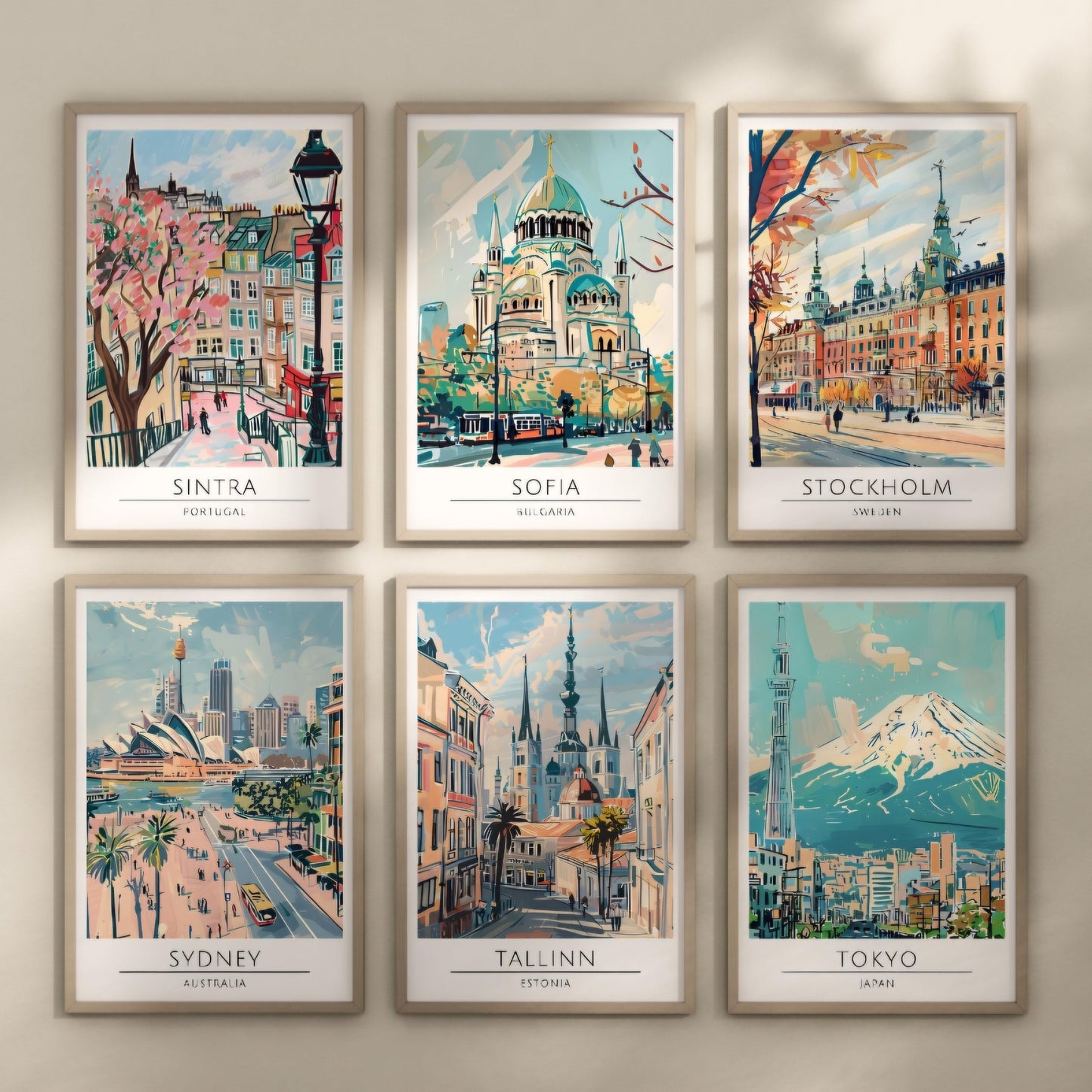 Watercolour style city prints. Choose from 116 locations listed.