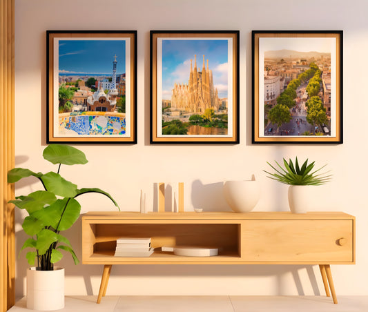 Set of 3 Barcelona city prints