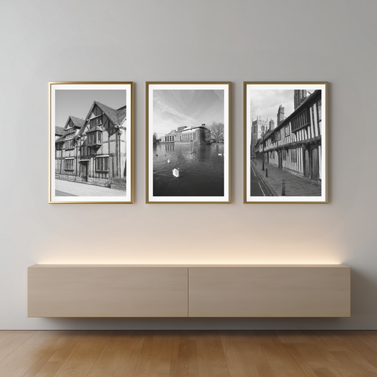 Set of 3 Stratford upon Avon black and white prints